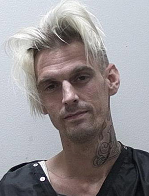CLARKESVILLE, GA - JULY 15:   In this handout photo provided by the Habersham Co Sheriff Office, Singer Aaron Carter poses for his booking photo after being charged for marijuana possession and suspicion of driving under the influence on July 15, 2017 in Clarkesville, Georgia. Carter's girlfriend, Madison Parker who was with him, was also arrested with drug-related charges and obstruction.   (Photo by Habersham Co Sheriff Office via Getty Images)