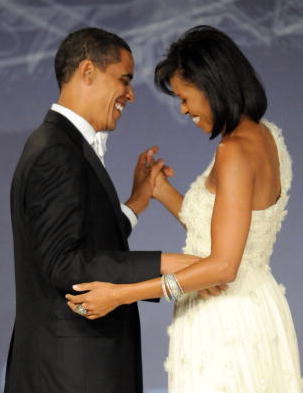 WASHINGTON - JANUARY 20:  President Barack Obama and Michelle Obama at MTV and ServiceNation's "Be the Change: Live From The Inaugural Ball" at the Washington Hilton on January 20, 2009 in Washington, D.C.  (Photo by Kevin Mazur/WireImage)