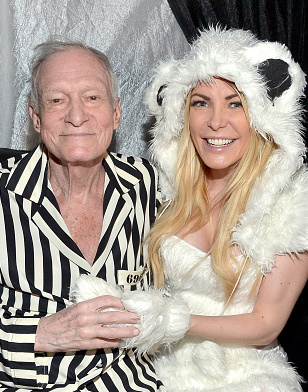 LOS ANGELES, CA - OCTOBER 24:  Hugh Hefner (L) and model Crystal Hefner attend the annual Halloween Party, hosted by Playboy and Hugh Hefner, at the Playboy Mansion on October 24, 2015 in Los Angeles, California.  (Photo by Charley Gallay/Getty Images  for Playboy)