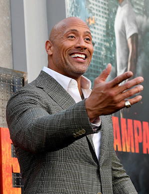 LOS ANGELES, CA - APRIL 04:  Actor Dwayne Johnson arrives at the premiere of Warner Bros. Pictures' "Rampage" at the Microsoft Theatre on April 4, 2018 in Los Angeles, California.  (Photo by Kevin Winter/Getty Images)
