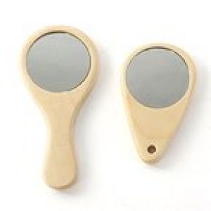 化粧鏡 木目 木製 手持ちメイクアップミラー 自由自在 ミニ メイクミラー