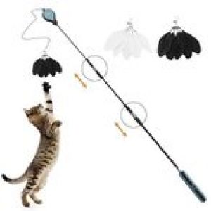 【最新】Duoal 猫 おもちゃ 猫じゃらし 羽のおもちゃ 110cmまで伸縮できる釣り竿 人気釣り竿 猫じゃらし羽のおもちゃ ねこじゃらし