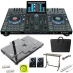 DENON DJ Prime 4+DJ233 DJテーブル+キャリングケース+パワードスピーカーSET(本体保護カバー&USBメモリ&高品質USBケーブル&電源タップ付属)