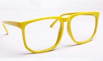 『[キューキューノコレクション]QQ's Collection 大きめ フレーム メガネ 一本 ファッション メガネ 甘い色 伊達眼鏡（黄色) GL00003』