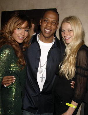 LONDON - SEPTEMBER 27:  (EMBARGOED FOR PUBLICATION IN UK TABLOID NEWSPAPERS UNTIL 48 HOURS AFTER CREATE DATE AND TIME)  (L-R) Singer Beyonce Knowles, rapper Jay-Z and actress Gwyneth Paltrow attend the after party following the concert by Jay-Z at The Royal Albert Hall, at Movida on September 27, 2006 in London, England.  (Photo by Dave M. Benett/Getty Images)